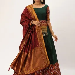 Fabcartz Zari Unstitched Lehenga & Blouse With Dupatta-picture-10