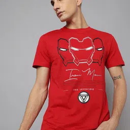 Free Authority Men Ironman Printed Pure Cotton Short Sleeve T-Shirts-image-5
