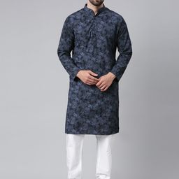 Majestic Man Men Ethnic Motifs Printed Cotton Kurta-37