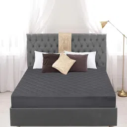 GADDA CO Grey Cotton Water Resistant Mattress Protector-picture-34