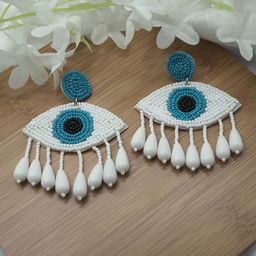 ISHKAARA Artificial Beads-Beaded Evil Eye Drop Earrings-36