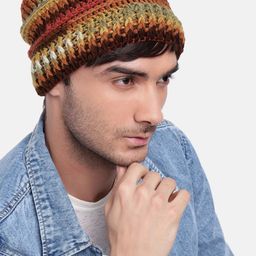 Magic Needles Men Self Design Crochet Beanie-53