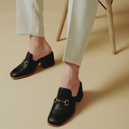 Saint G Textured Leather Block Mules-38