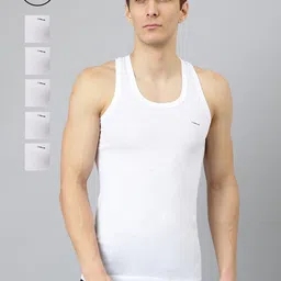 Dollar Bigboss Men Solid Pack of 6 Combed Cotton Shrinkless Vest-image-89