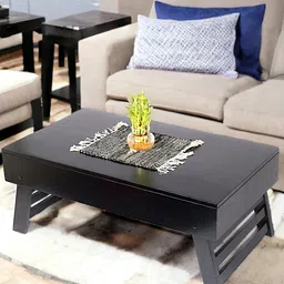 Ikiriya Black Wood Contemporary Dark Mahagony Finish Rectangle Coffee Table-image-72