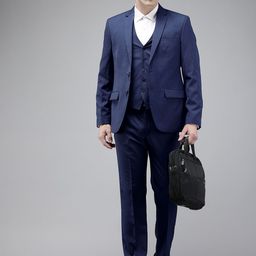 Park Avenue Self Design Textured Single Breasted 3-Peice Formal Suit-image-27