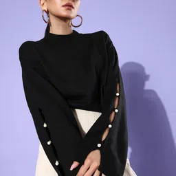 Mast & Harbour Round Neck Open-Knitted Acrylic Pullover-image-12