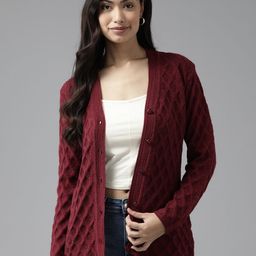 Cayman Women Cable Knit Woollen Cardigan-picture-23