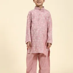 Pro-Ethic Style Developer Kids Pink Printed Full Sleeves Kurta with Pyjamas image 1