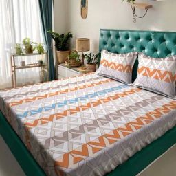 Klotthe Multicolor 300 TC Polycotton Double Book Fold Bedsheet with 2 Pillow Covers-image-88