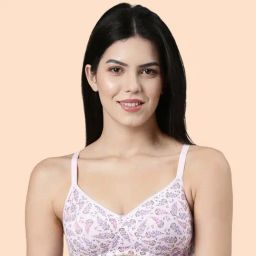 Enamor Pink Cotton Printed Bra-image-7