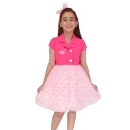 Cutecumber Girls Fuchsia Regular Fit Embellished Dress-image-49