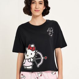 Dreamz by Pantaloons Women Printed Round Neck Cotton Lounge Tshirts-image-8