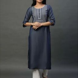Aurelia Blue Embroidered Straight Kurta-image-84