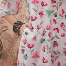 Sangria Floral Print A-Line Kurta with Trousers image 4