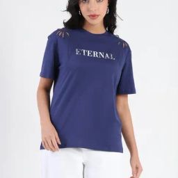 MADAME Navy Embroidery T-Shirt-image-57