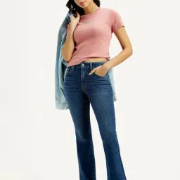 Levi's Women's High Rise 726 Slim Flare Fit Blue Jeans-picture-21