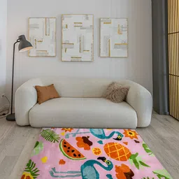 Aura Pink & Green 2500 GSM Microfiber Anti-Skid Carpet-image-90