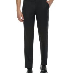 Louis Philippe Black Slim Fit Flat Front Trousers-image-41