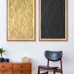 999Store Gold & Black Abstract Printed Canvas Paintings - Set of 2-30