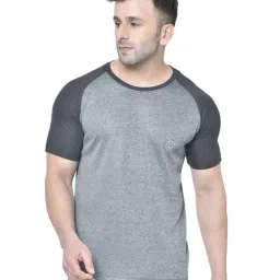 Chkokko Grey Regular Fit Colour Block Sports T-Shirt-picture-13
