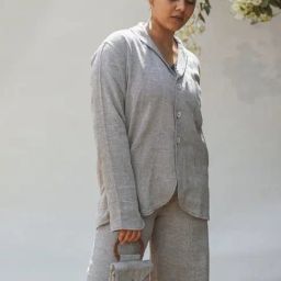 Lafaani Grey Sonder Unisex Rounded Hem Jacket-image-0