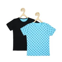 Peter England Kids Blue & Black Printed T-Shirt (Pack Of 2)-image-74