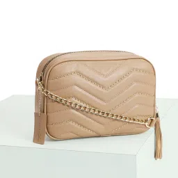 Forever Glam by Pantaloons Brown Textured Small Cross Body Bag image 1