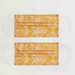 MANGO Women Pack of 2 Mustard Yellow & White Ethnic Printed 2 Ply Hygienic Reusable Masks-16
