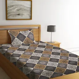 Klotthe Geometric Multicolor 210 TC Cotton Blend Single Bedsheet with 1 Pillow Cover-image-66