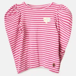 Angel & Rocket Kids Pink & White Cotton Striped Full Sleeves Top-image-68