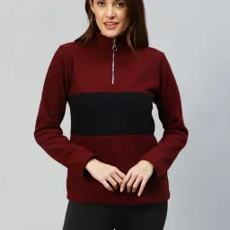 Rigo Red & Black Color-Block Fleece Pullover-image-23
