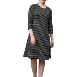 Global Republic Black Striped A-Line Dress-image-89