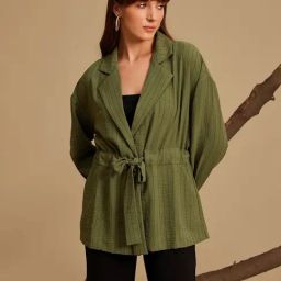 Kazo Green Striped Blazer-image-14