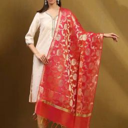 Biba Pink Woven Design Dupatta-picture-12