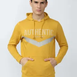Academy By Van Heusen Yellow Slim Fit Printed Hooded Sweatshirts-image-95