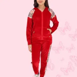 Cutecumber Red Solid Full Sleeves Tracksuit-image-77