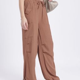glitchez Women Wrinkled Game-On Loose Fit Cargo-Style Parachute Trousers-image-53
