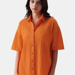 The Souled Store Orange Cotton Striped Shirt-image-68