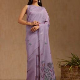 Soch Lavender Chanderi Woven Design Saree With Stitched Blouse-image-33
