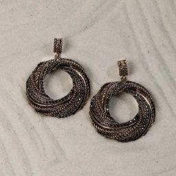 Sohi women's golden gleam drop earrings antique gold-image-36