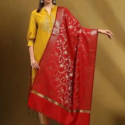 Biba Red Woven Design Dupatta-picture-26