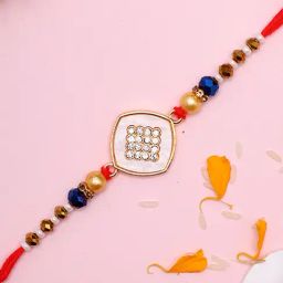 Aapno Rajasthan Gold Handcrafted Square Casual Rakhi with Roli Chawal & Greetings Card-picture-13