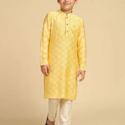 Kisah Kids Yellow Checks KurtaSets-image-86