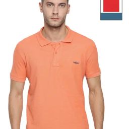 Force NXT Orange & Red Cotton Regular Fit Polo T-Shirt-image-32