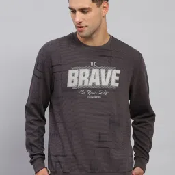 Monte Carlo Charcoal Grey Regular Fit Printed Sweatshirt image 1