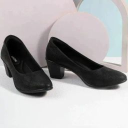 Mochi Women's Black Casual Pumps-2