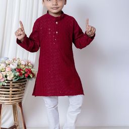 NEW COLLECTION Boys Embroidered Regular Mirror Work Kurta with Churidar-picture-11