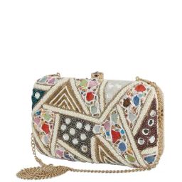 NR by Nidhi Rathi White Fabric Minaudiere Clutch-picture-15