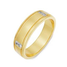 EMORI Yellow Gold Classic Emerald Men's Diamond Ring-image-62
